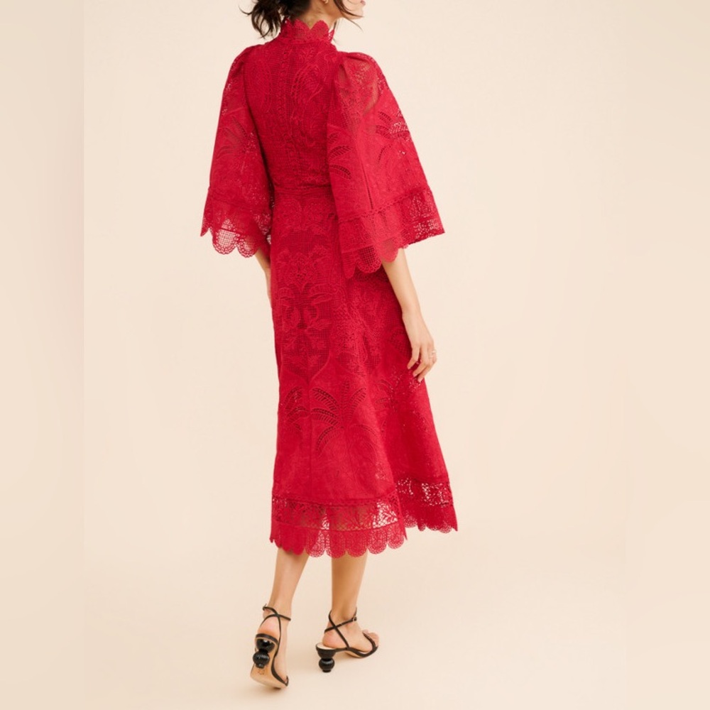 Farm Rio Guipire Cut Out Midi Dress Size M - Picture 5 of 12
